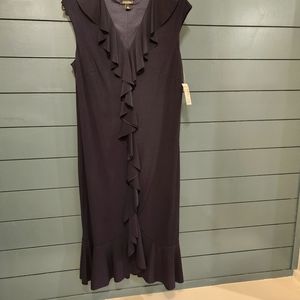 Roz & Ali Navy Blue Sleeveless Ruffled Dress